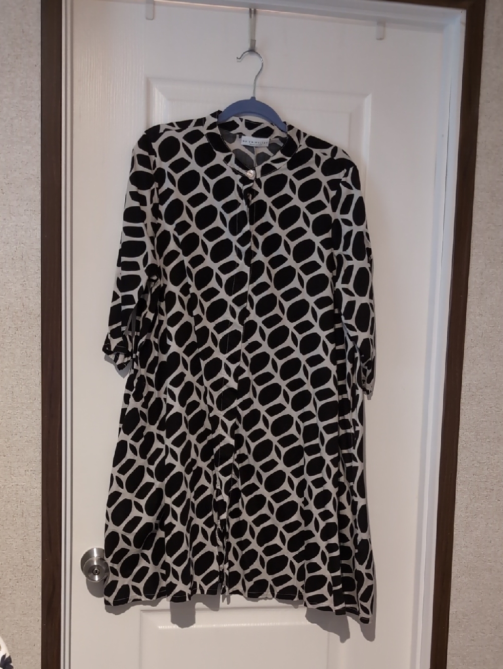bryn Walker Black and White Geometric Print Dress